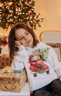 Kinder Hoody Retro Christmas Car