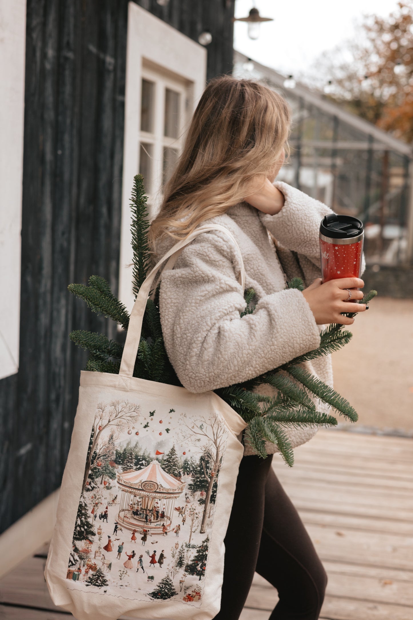 Christmas Carousel Baumwolltasche