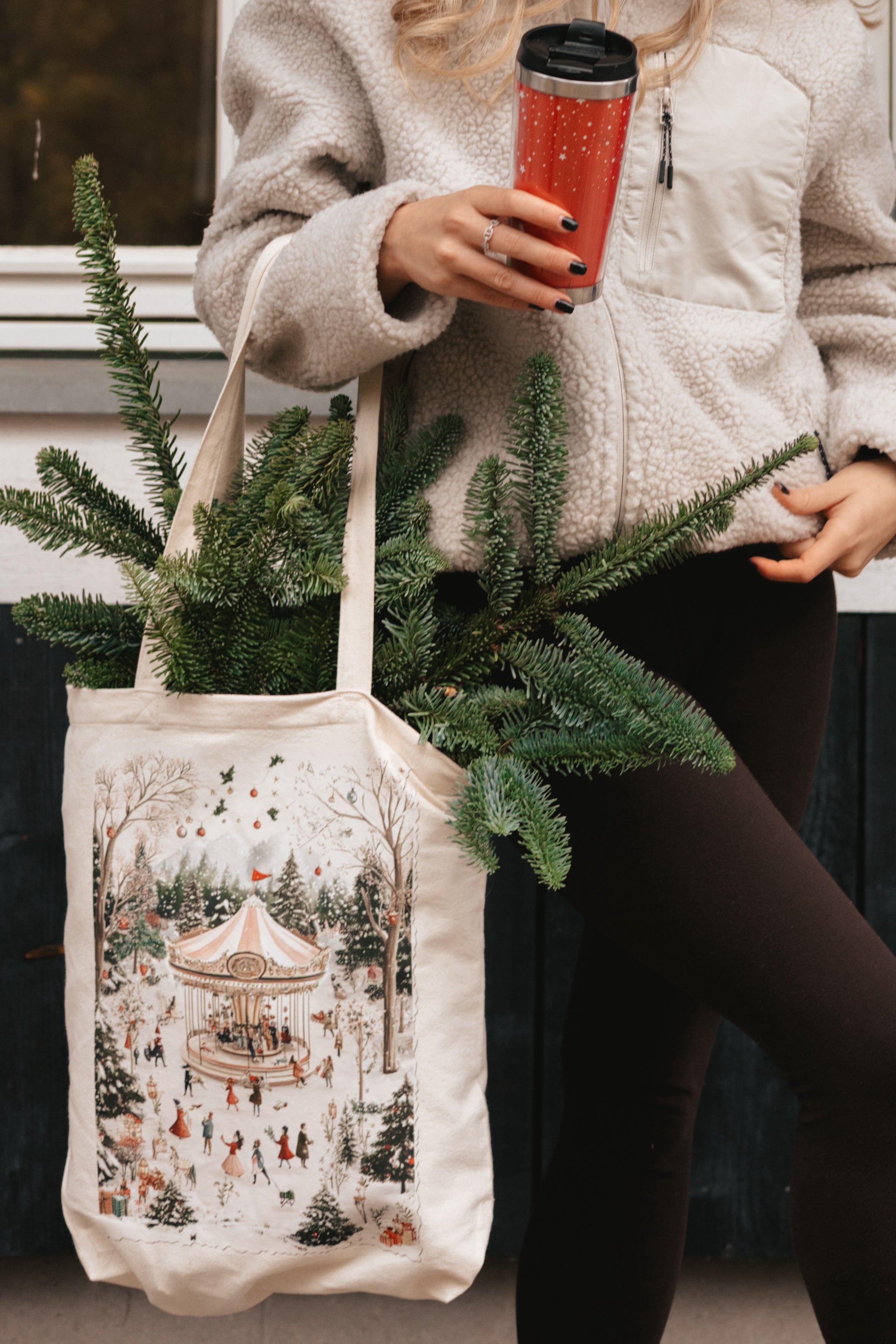 Christmas Carousel Baumwolltasche