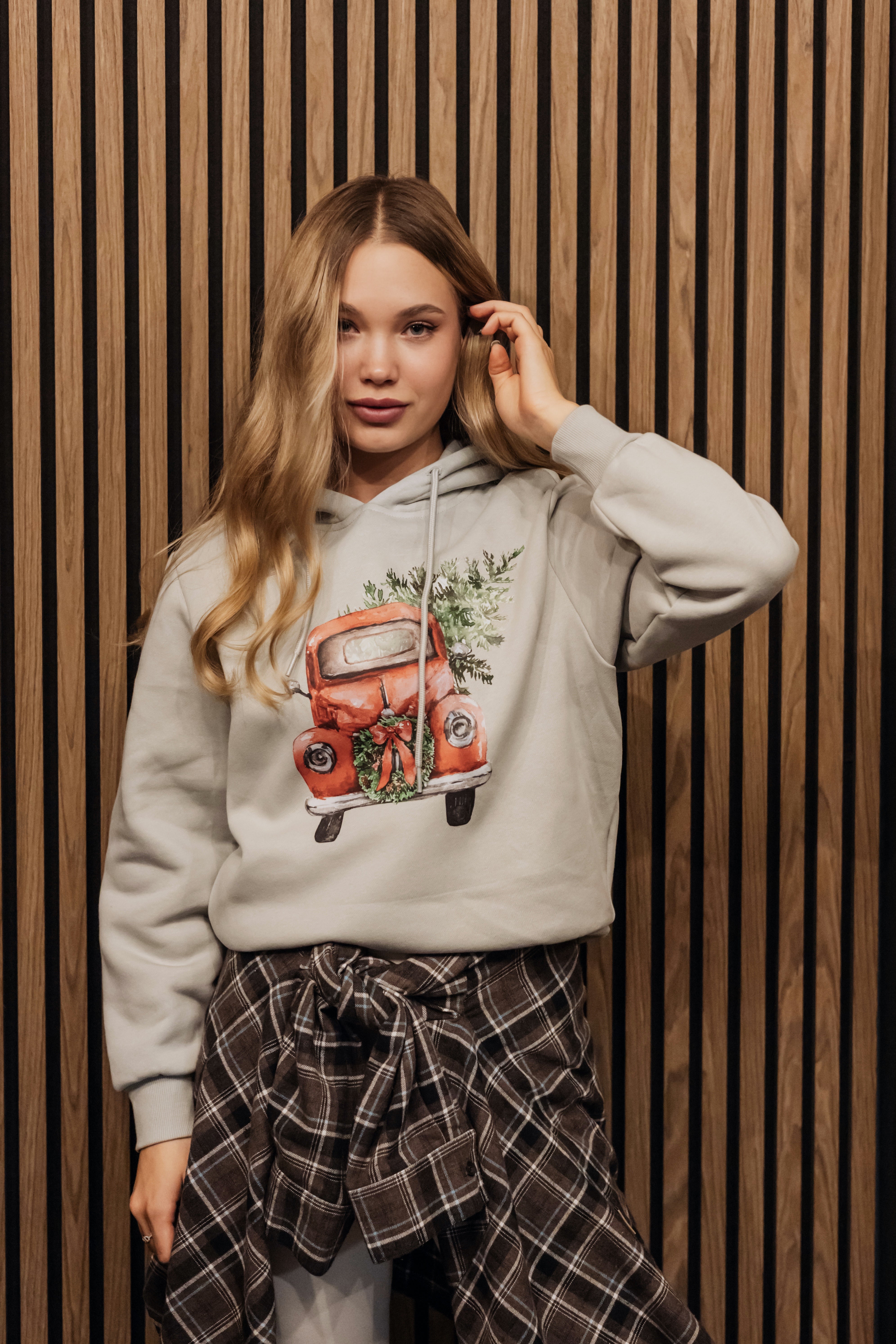 Frauen Hoody Retro Christmas Car