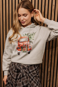Frauen Hoody Retro Christmas Car