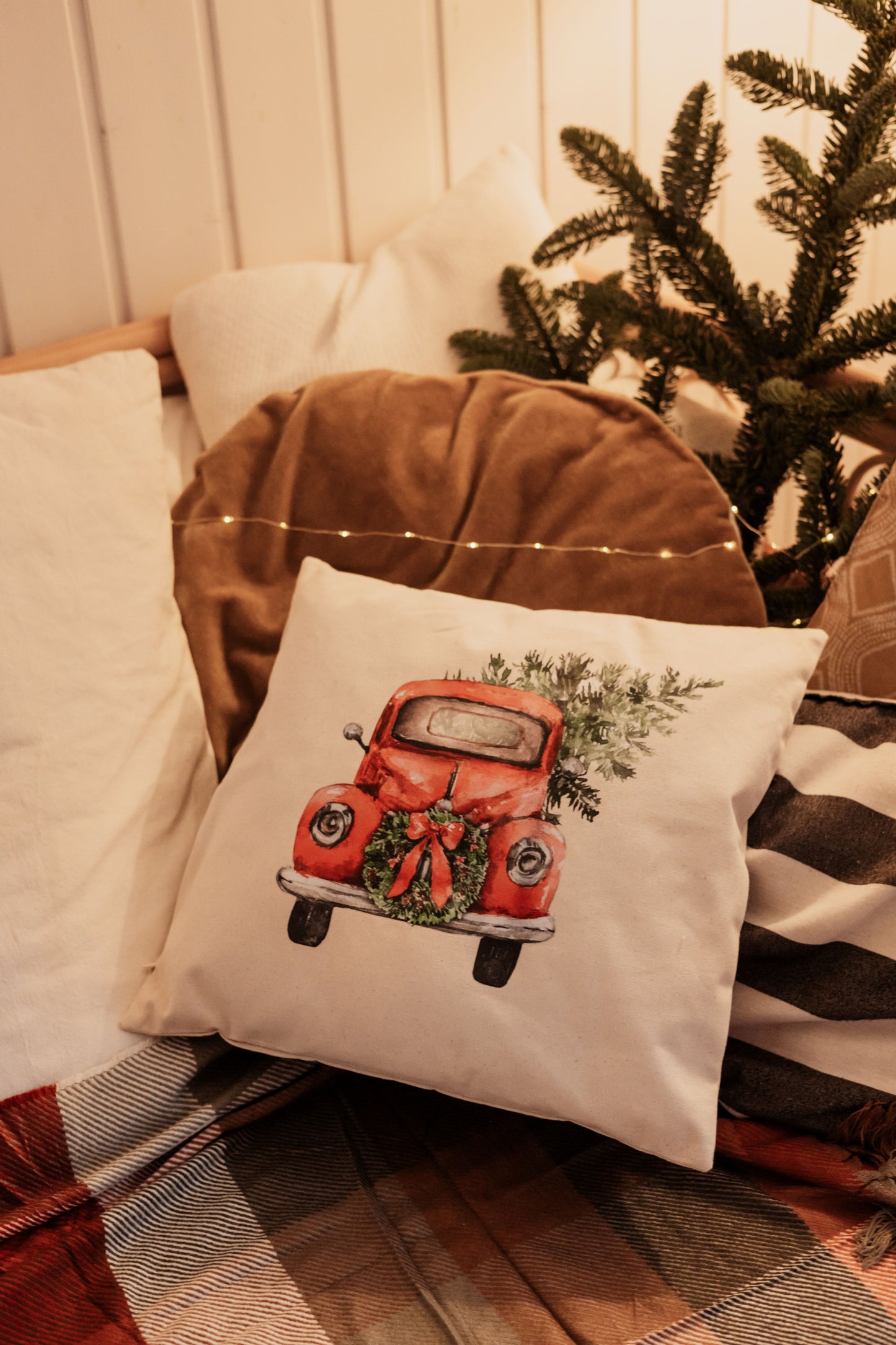 Kissen Retro Christmas Car